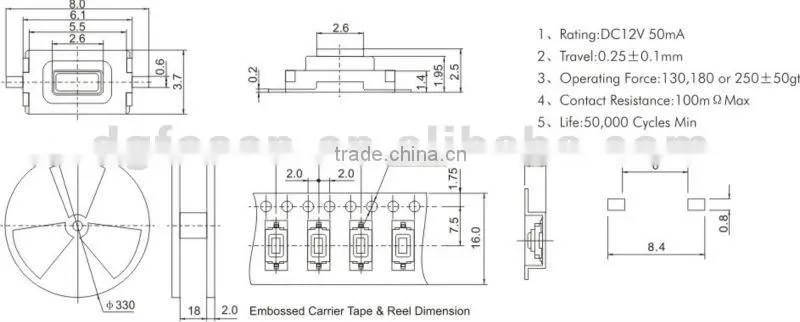 SMT 3*6 mini tact switch TS-1710
