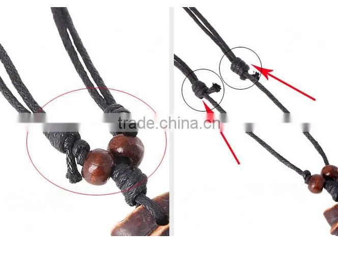 Original Genuine Brown Leather Cord Double Alloy Circle Pendant Punk Jewelry Men Necklace