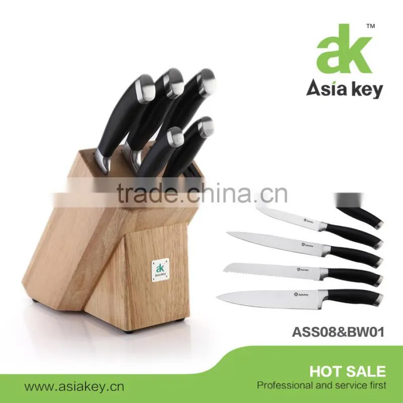 Excellent Quality 7pcs Stainless Steel Kitchen Knife Set In Block