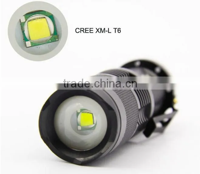 X1B 18650 battery XML T6 10w zoom led rechargeable tactical flashlight/Black cheap mini flashlight