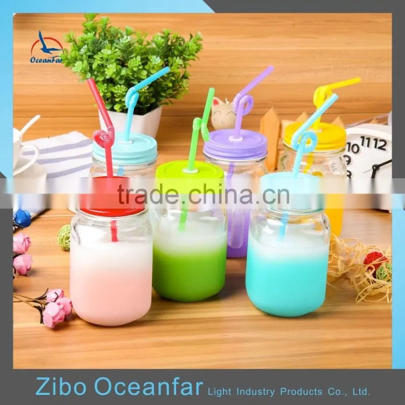 Factory Price Colored Buy Mason Jars Bulk 16oz Decorative Mason Jars With Straw