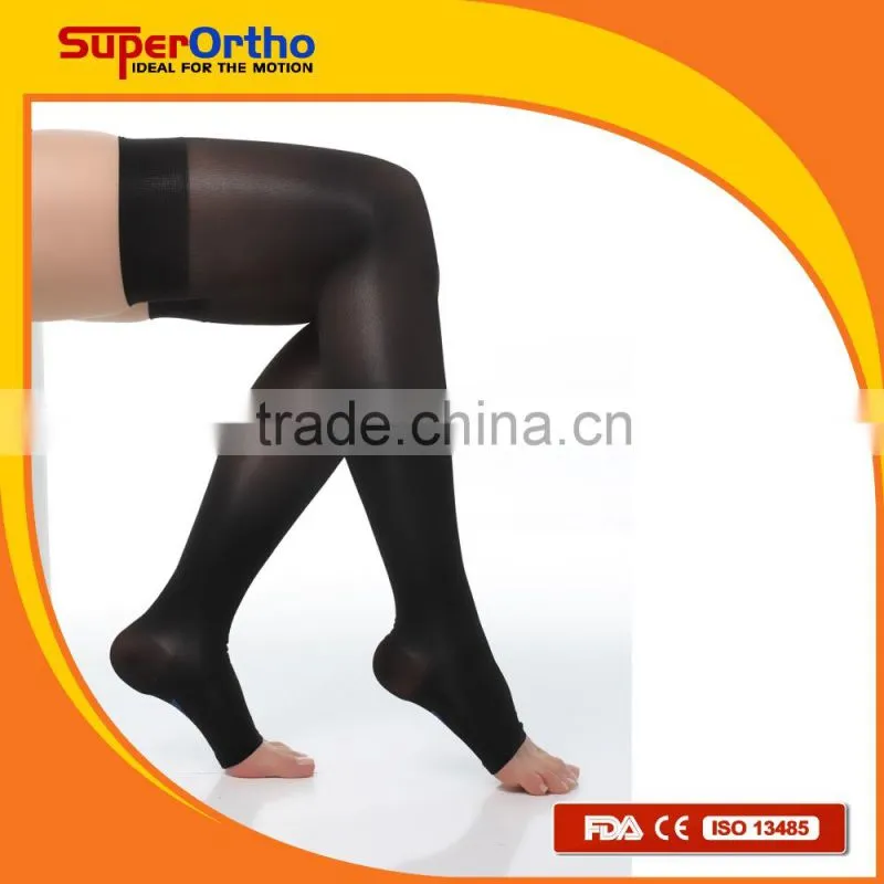 A6-007 Classic Thigh High Open Toes Medical Compression Stocking