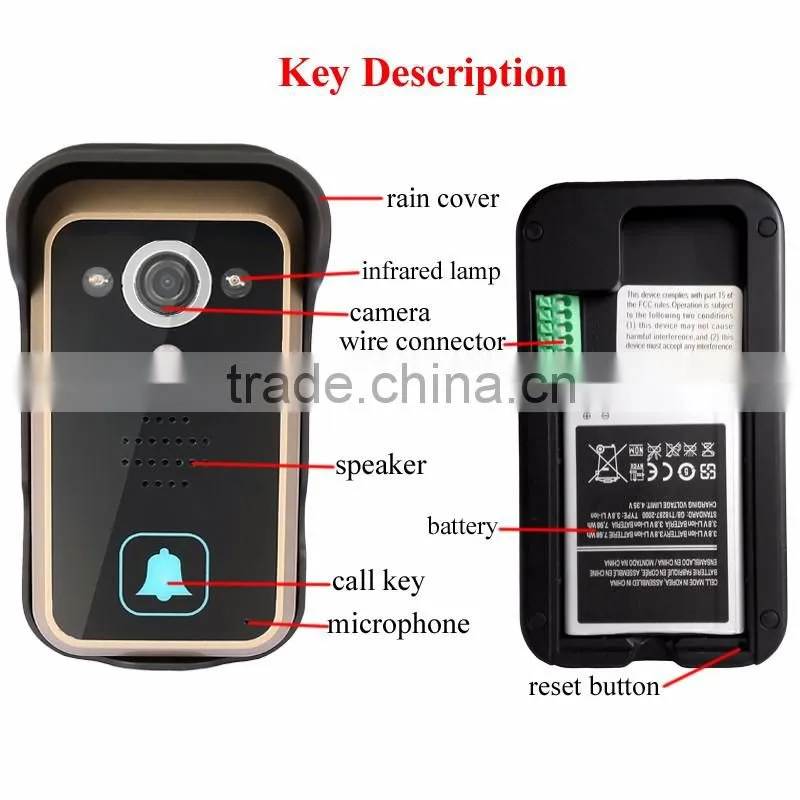 2.4G Digital Wireless Video Audio Door Phone Intercom System for Apartment
