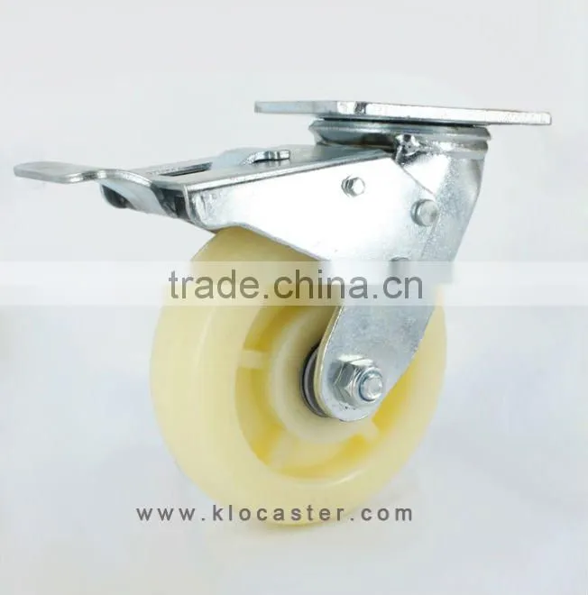 white plastic caster with top plate