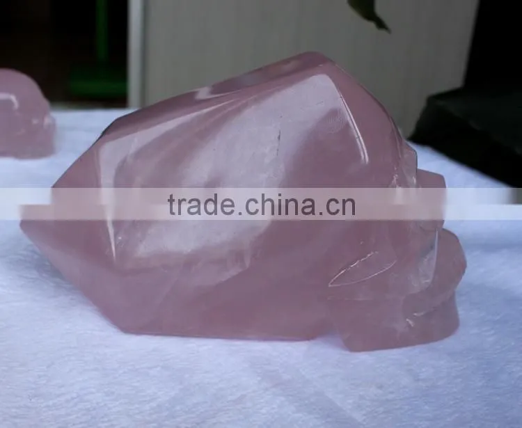 Natural Rock Rose Quartz Crystal Point Skull Carvings Halloween Gifts