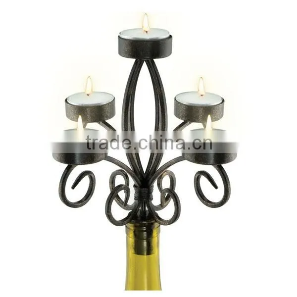 5 Arms Wrought Iron Wine Bottle Candle Holder