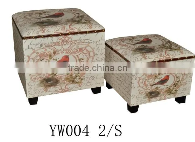 Household Colorful Decoration Linen Stool Storage Seating Box