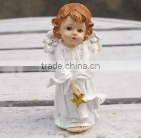 resin christmas angel with star statue for home/office decoration
