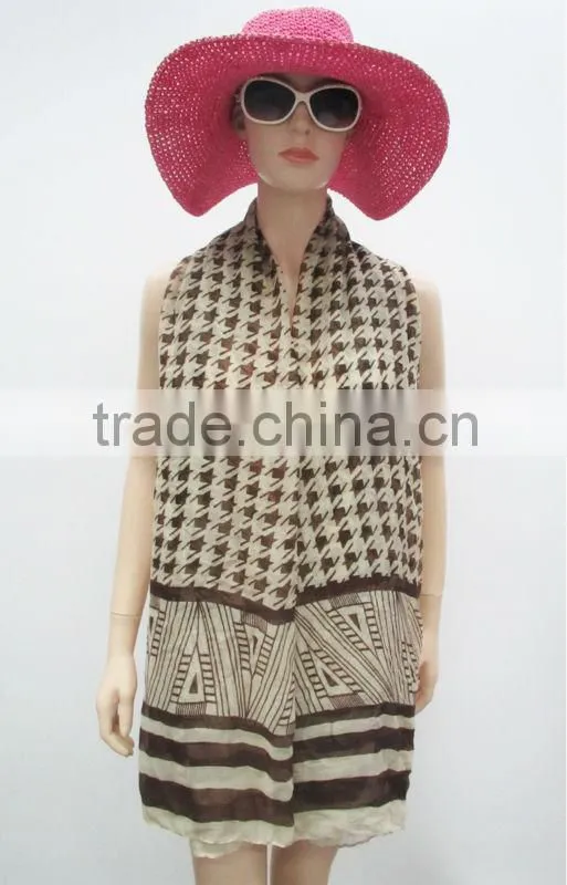 Fashion houndstooth scarf,Polyester ladies beach scarf,Printed long scarf