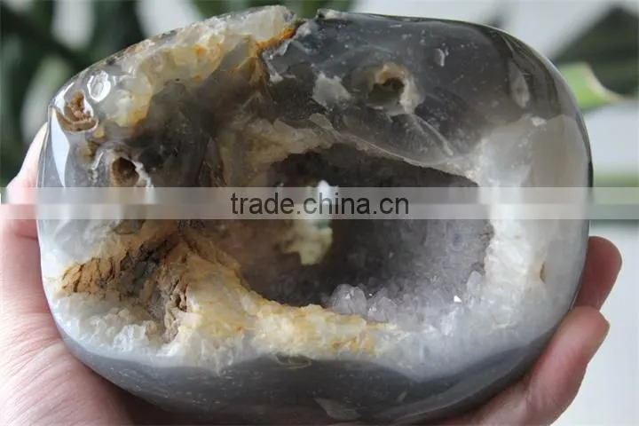 New Arrive Natural Amethyst Crystal Geode Bowl with Skull / Amethyst Treasure Bowl for Bringing Mammon