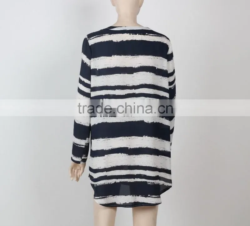 woman casual dress shirt dress chiffon fabric black and white woman clothing Guangzhou