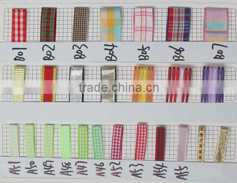 2014 wholesale colorful plaid ribbon bows used on puppy bears