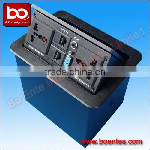 Hydraulic Pop Up Table Outlets Boxes/Aluminum Brushed Power Socket with Bottom HDMI Plugs