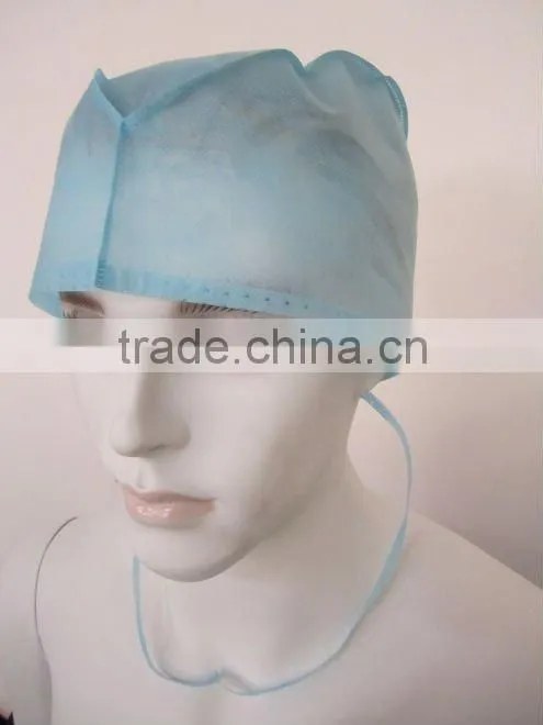 Disposable non-woven doctor cap with tie