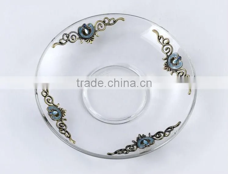 RORO Classic Pattern enamel pewter crystal glass coffee cup set