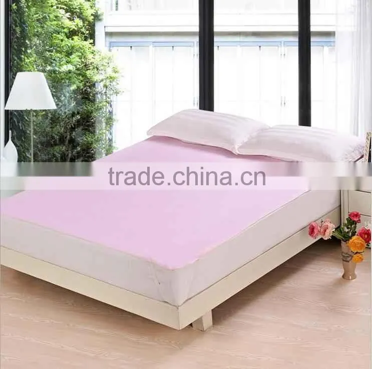 Luxury Pink Wholesale Cotton Terry TPU Knitted Flat Bed Sheet