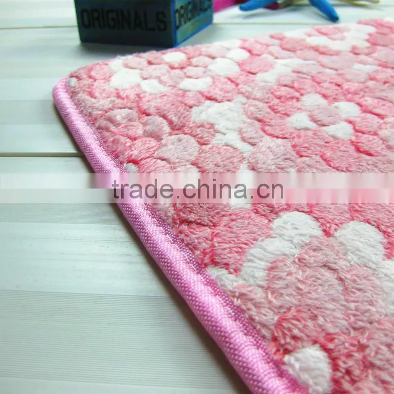 flower pattern coral velvet anti-slip rugs water absorb mat