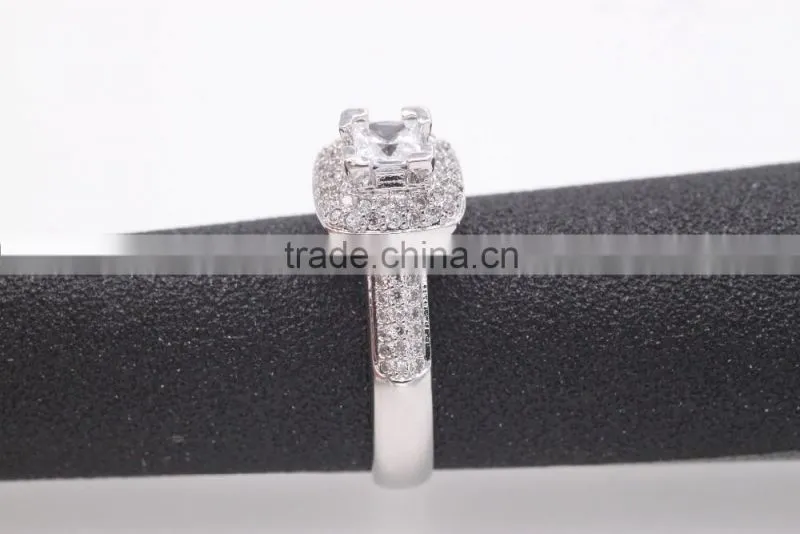 trendy 925 silver zircon pave setting ring for women
