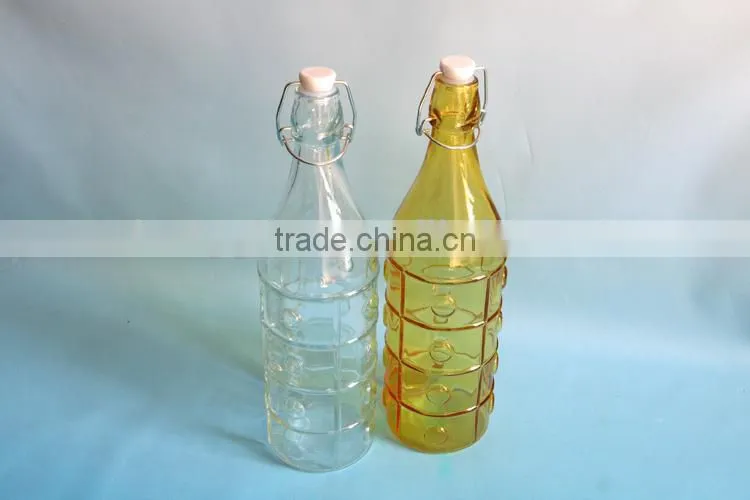 1000ml glass water drinking bottle with bubble design