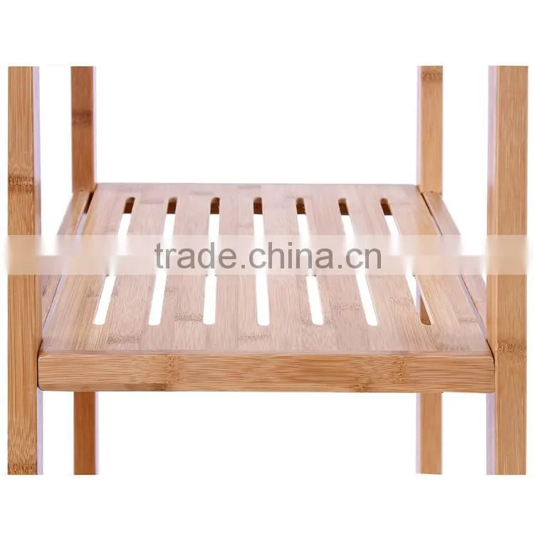 Bamboo Bathroom Tower 5-Shelf Towel Storage Standing Rack Shelving
