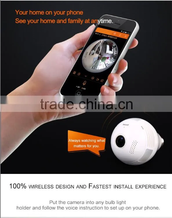 WiFi Fisheye Cloud Smart fisheye wifi Bulb camera