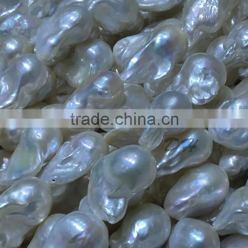 Wholesale 14-15mm AAA white nucleated shape loose baroque pearls