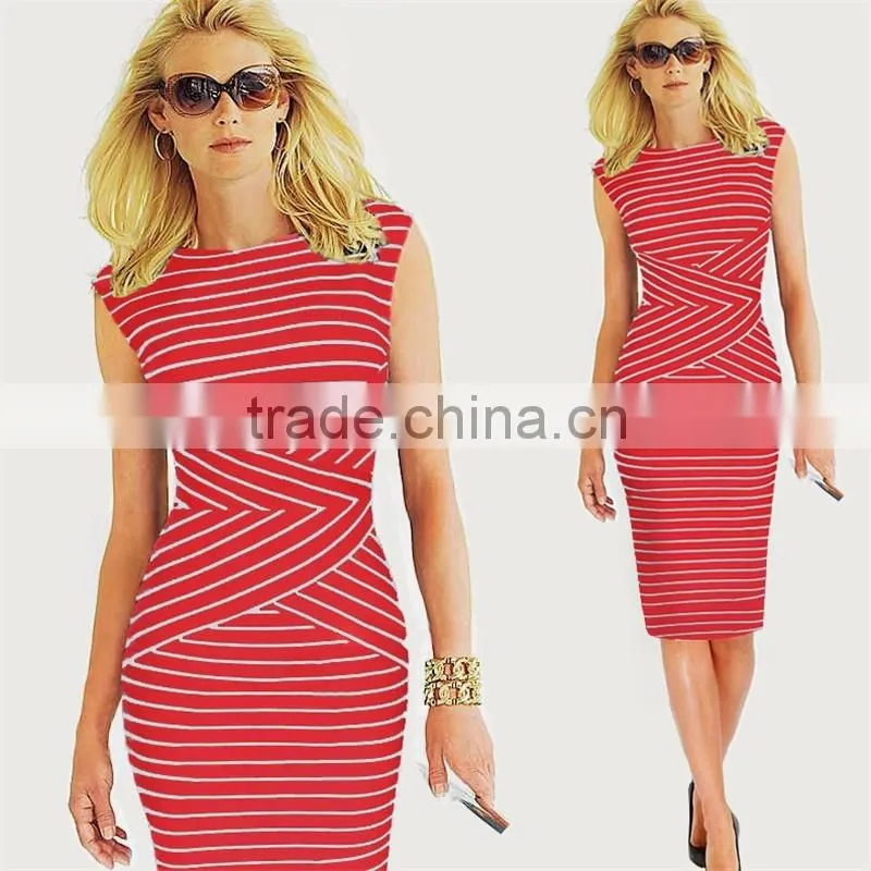 Casual Wear Women Dress Sleeveless Dress Elegant Black And White Striped