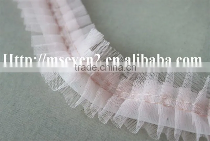 good price pink color net embroidery lace trim cotton lace trim wholesale