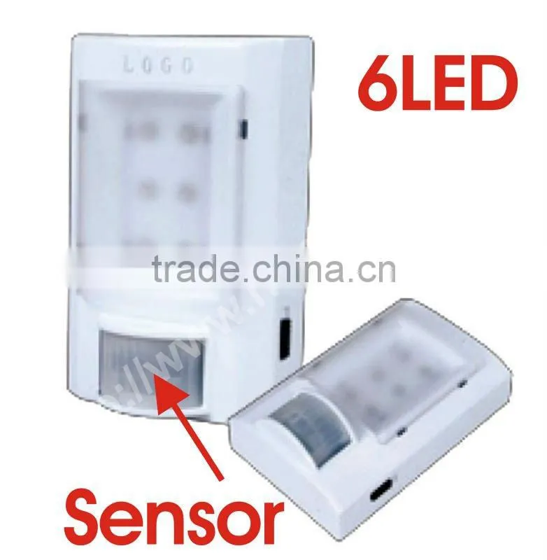 white PIR+CDS infrared motion sensor led night light with 6led