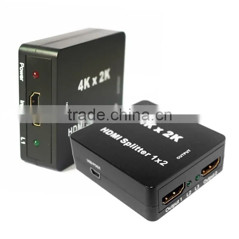 4K*2K MINI HDMI Splitter 1x2 ,1.4V HDMI splitter support 3D 2 in 1 out