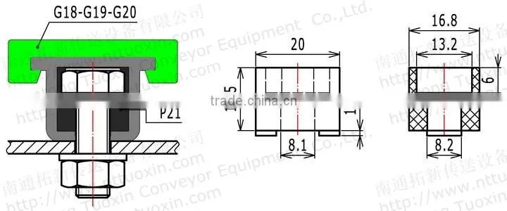 P21 Mounting Block for Chain-guide Profile
