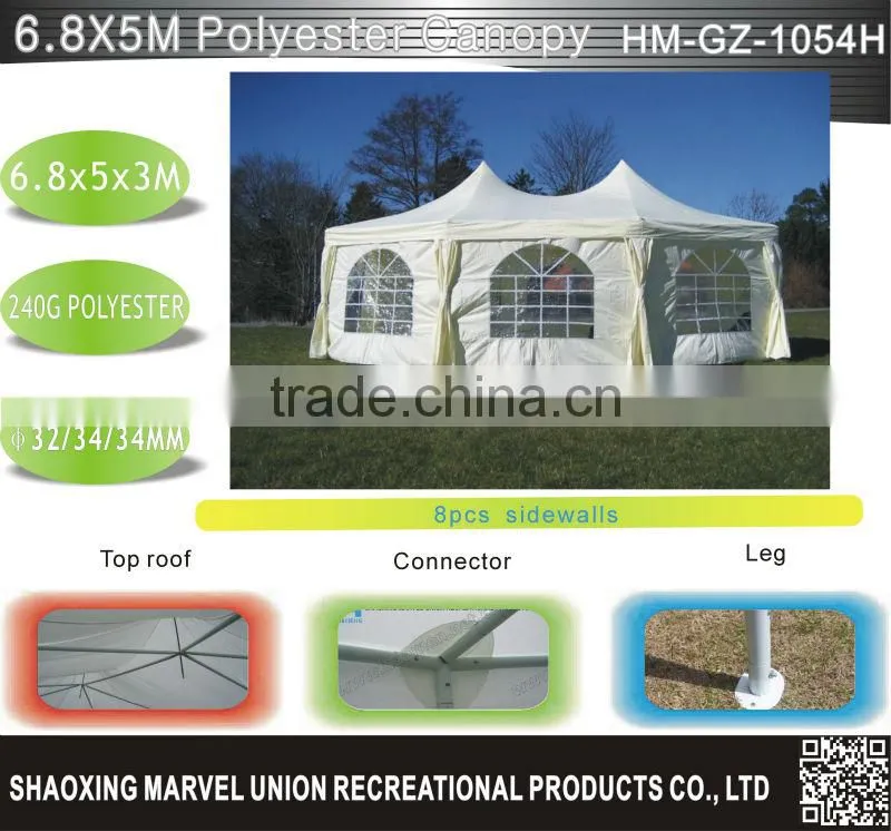 Outdoor Heavy Duty Large White Polyester Gazebo Canopy Tent with Double Peak