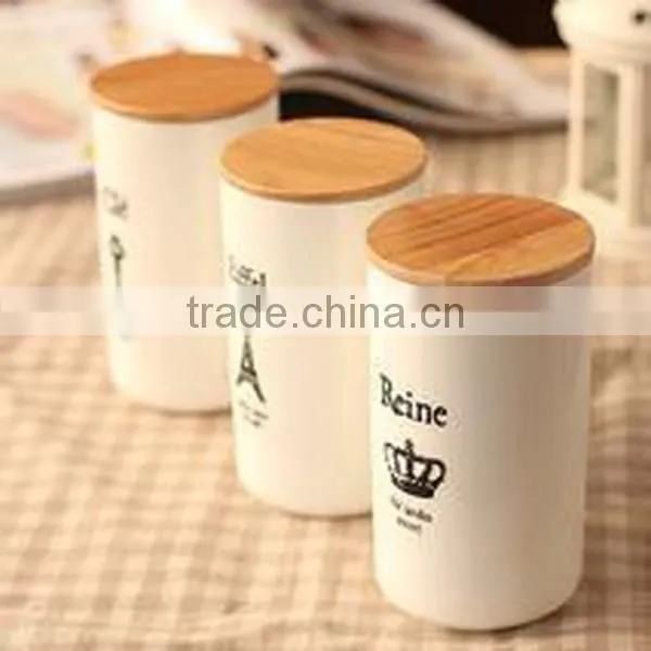Exquisite Seal Clear Glass Storage Jar Wood Lid, Food Canister Wooden Lid
