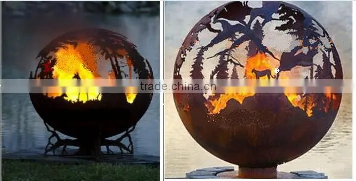 Decorative outdoor iron mild steel fire pits,china carbon steel fire ball/sculpture