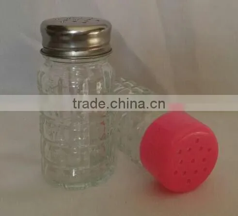 2016 china suppliers wholesale mini cylinder glass diamond spice jar with plastic lids/metal lids