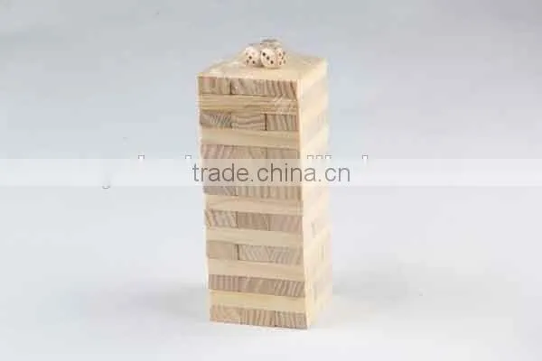 48PC Wooden /Stack Game With Three Dice Building Block/Board Game