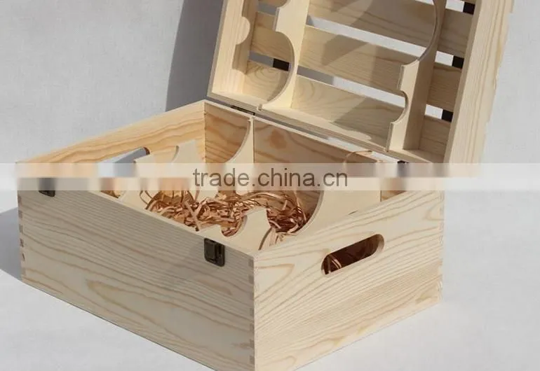 Two layers of six bottles wooden boxes