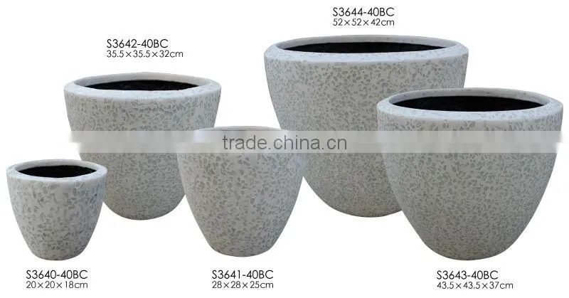 S3640 Outdoor Natural Stone Look Fiber Glass Flower Pot