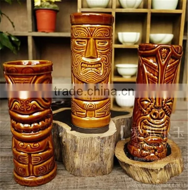 hot sell ceramic Tiki mug for beer drinking