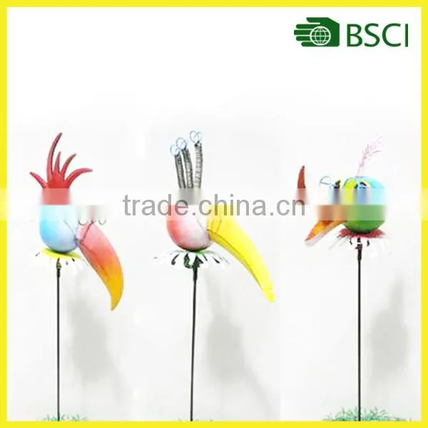 YS15414 cute design metal bird garden stick handicraft for garden decoration