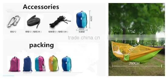 Hot Popular Amazon Wholesale Outdoor Parachute Nylon Mosquito Net Hammock- Portable Camping Hammock with Mosquito Netting
