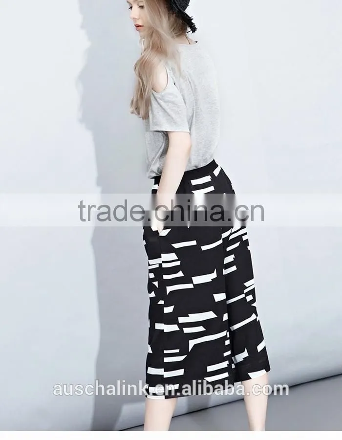 korean style ladies chic popular casual chiffon pants factory price