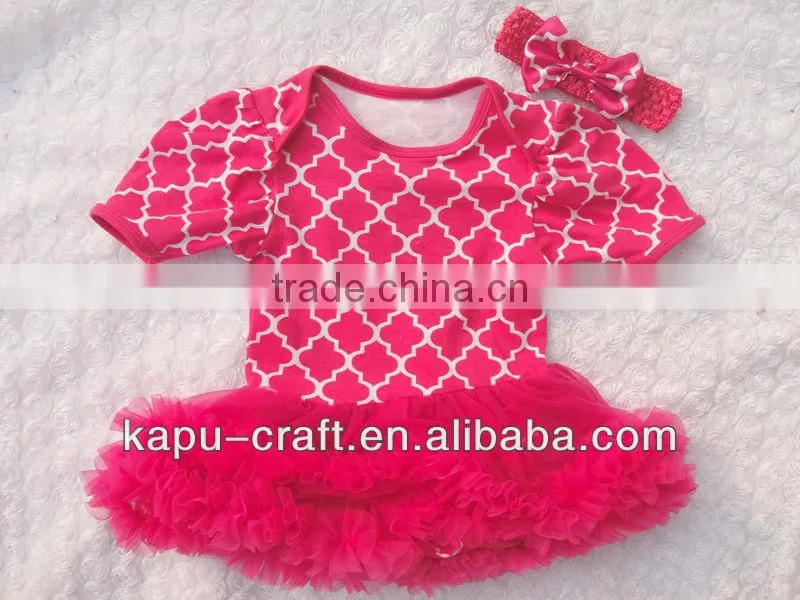 New Arrival quatrefoil cotton bodysuit with skirt