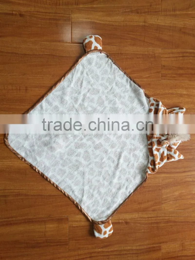 Super soft cotton velour animal head plush baby blanket
