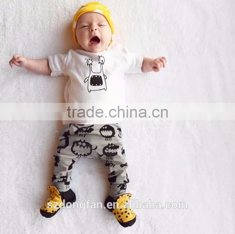 New 2016 fashion baby boy clothes cotton cartoon short-sleeved t-shirt+pants infant clothes 2pcs suit baby girl clothing sets
