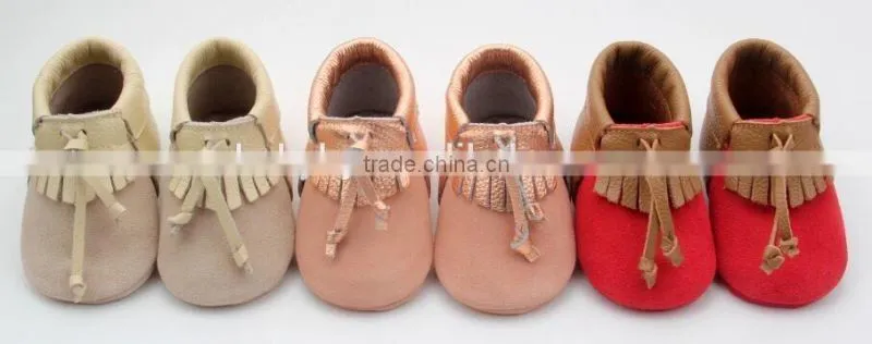 Tie popular cheap high quality baby leather shoes