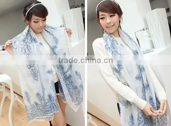 Hot sale chinese style 5 color choice high quality lady chiffon material shawl fashionable scarf