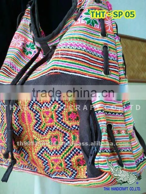 Embroidered HMONG HILL TRIBE Backpack School Bag Travel Bag Unisex Bag