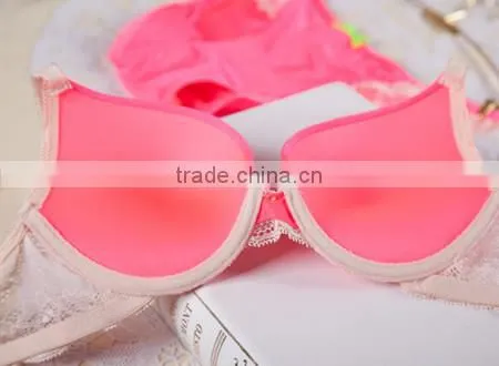 3/4 cup Nylon & Lace Bra and Panties Set,two hook-and-eye,back closure