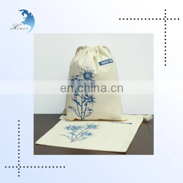 Promotional custom printing textile cotton drawstring bag for sale